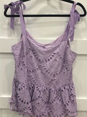 J. Crew Adjustable Tie Lavender Eyelet Peplum Top